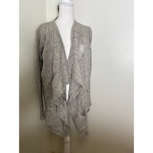 Jamison Gray Long Sleeve Wool Cashmere Open Cardigan Sweater Sz S